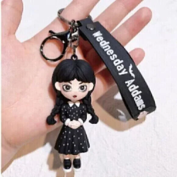 Wednesday Addams Family Silicone Keychain Thing Schoolbag Pendant Halloween - Picture 2 of 2